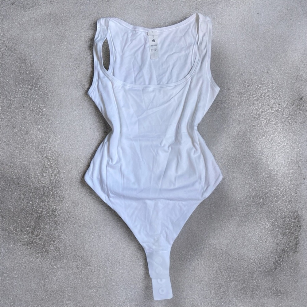Lululemon White Wundermost Ultra-Soft Nulu Square-neck Sleeveless Bodysuit
